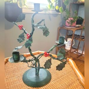 Green and Red Holiday Candle Holder